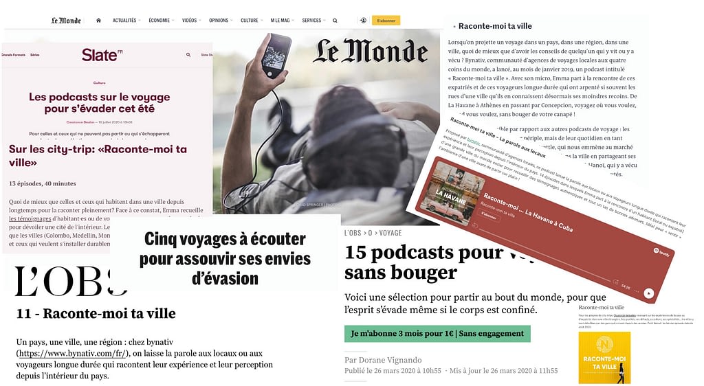 Press articles regarding Raconte-moi ta ville (Tell me about your city)