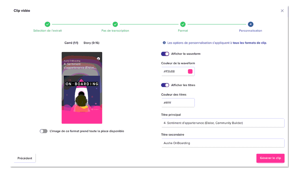 Nouveaux formats du Clip Vidéo Ausha