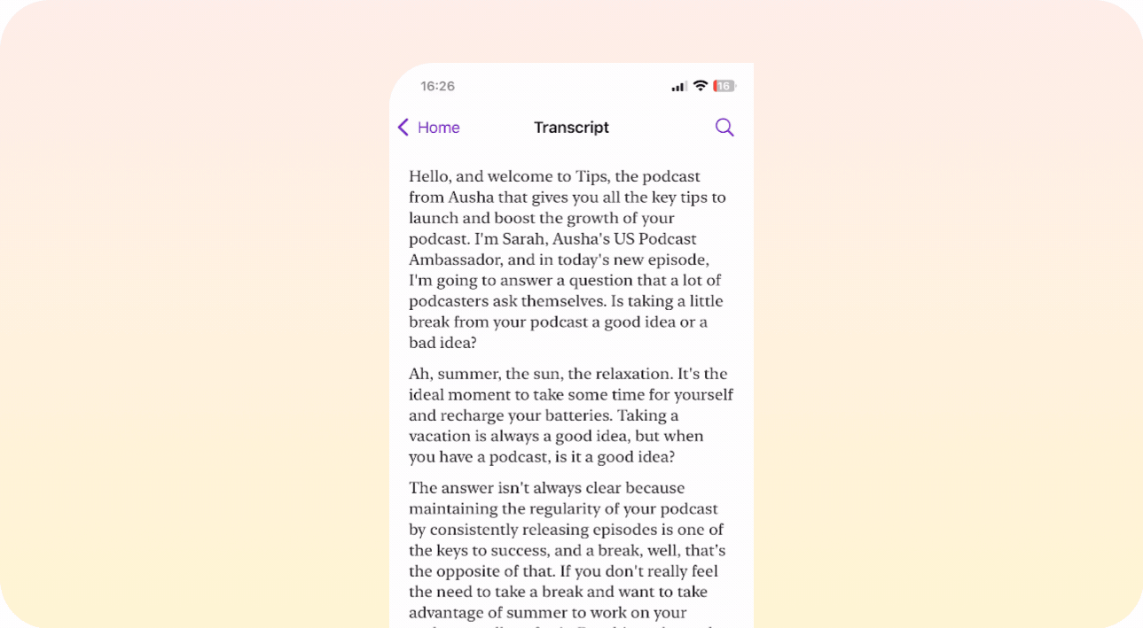 Transcription Apple Podcast